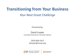 Exit Strategy Planning - Canby Economic Development