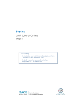 Stage 2 Physics Subject Outline for teaching in 2017