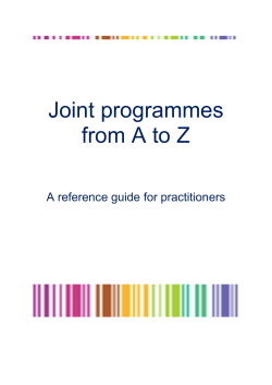 Joint programmes from A to Z - A reference guide for