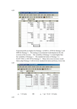 4.29 Expected profits are highest for Strategy 1 at $650 vs. $550 for