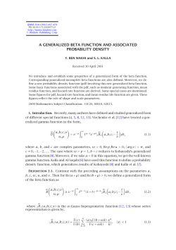 a generalized beta function and associated probability density