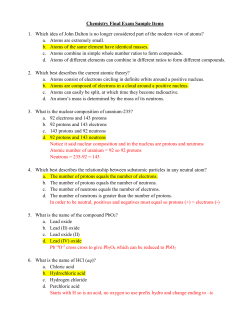 Chemistry Final Exam Review 2013 Answer key