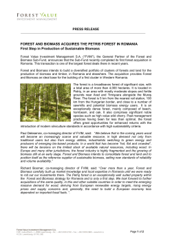 FOREST AND BIOMASS ACQUIRES THE PETRIS