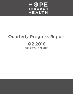 Q2 2016 - Hope Through Health