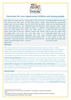 Outcomes for care experienced children and young people