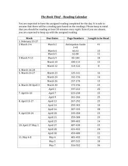 The Book Thief - Reading Calendar