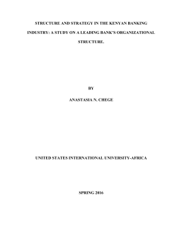 STRUCTURE AND STRATEGY IN THE KENYAN BANKING