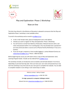 Play and Exploration: Phase 1 Workshop Now on-line