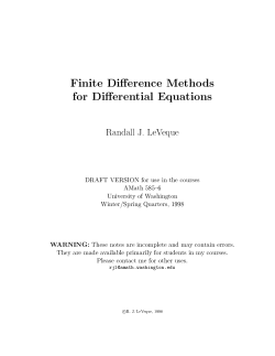 Finite Di erence Methods for Di erential Equations