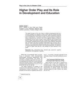 Higher Order Play and Its Role in Development and Education