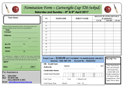 2017 Cartwright Cup - Warehouse Cricket Association