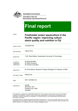 Freshwater prawn aquaculture in the Pacific region