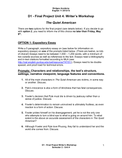 D1 - Final Project Unit 4: Writer`s Workshop The Quiet