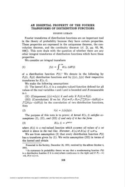 an essential property of the fourier transforms of distribution functions