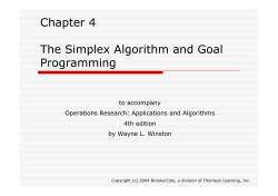 Chapter 4 The Simplex Algorithm and Goal Programming