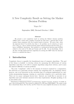 A New Complexity Result on Solving the Markov Decision Problem