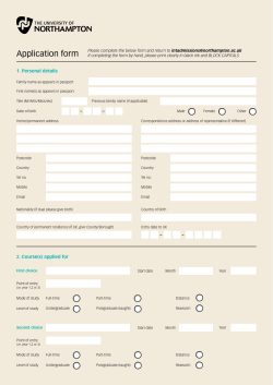 Application form - The University of Northampton