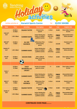 School Summer Holiday Activites