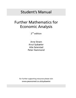 Student`s Manual Further Mathematics for Economic Analysis