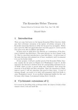 The Kronecker-Weber Theorem - School of Mathematics, TIFR