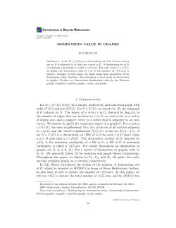 DOMINATION VALUE IN GRAPHS 1. Introduction Let G = (V (G),E(G