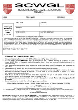 INDIVIDUAL PLAYER REGISTRATION FORM 2013/2014