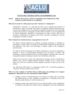 SANCTUARY CONGREGATIONS AND HARBORING FAQ NOTE