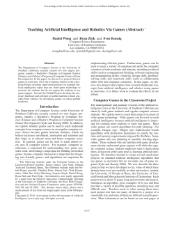 Teaching Artificial Intelligence and Robotics Via Games
