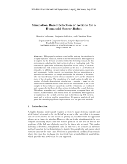 Simulation Based Selection of Actions for a Humanoid Soccer
