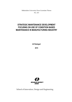 strategic maintenance development focusing on use of