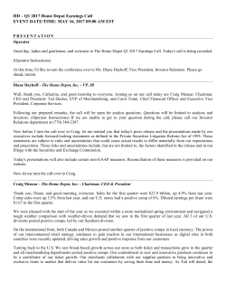 Q1 2017 Home Depot Inc Earnings Call on May
