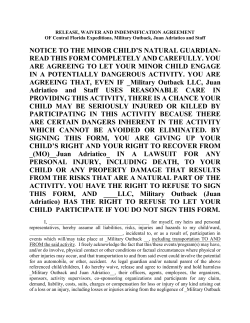 NOTICE TO THE MINOR CHILD`S NATURAL GUARDIAN