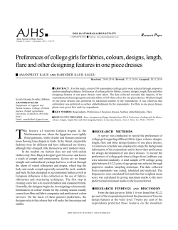 Preferences of college girls for fabrics, colours, designs, length, flare