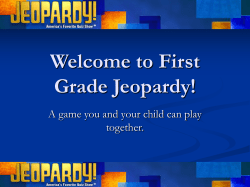First Grade Jeopardy!