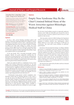 Empty Nose Syndrome May Be the Chief Criminal