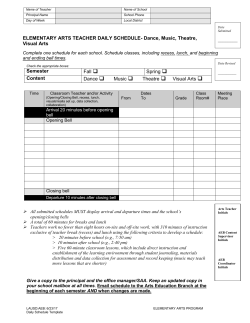 ELEMENTARY ARTS TEACHERS DAILY SCHEDULE