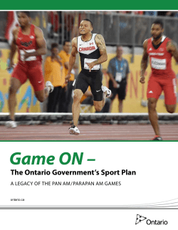 Game ON &ndash; The Ontario Government`s Sport Plan
