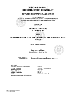 construction contract - University System of Georgia