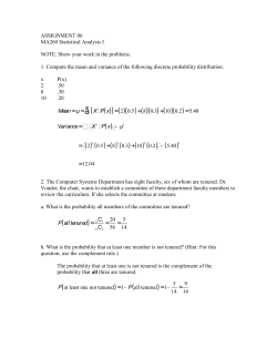 ASSIGNMENT 06 MA260 Statistical Analysis I NOTE: Show your