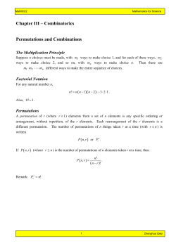 Chapter III &ndash; Combinatorics Permutations and