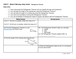 5/22/17 Week 8 Monday daily sheet: Pythagorean Theorem ??? 3 in