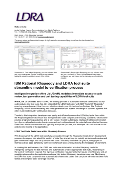 IBM Rational Rhapsody and LDRA tool suite streamline model to