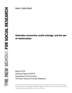 Mark Setterfield Heterodox economics, social ontology, and the use