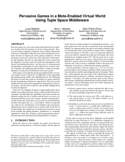 Pervasive Games in a Mote-Enabled Virtual World Using Tuple