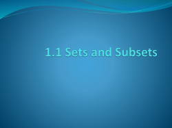 1.1 Sets and Subsets
