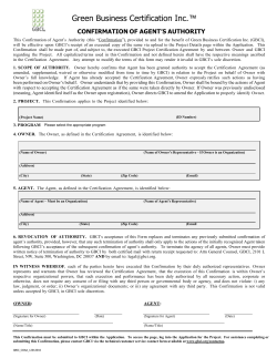 Confirmation of Agent`s Authority