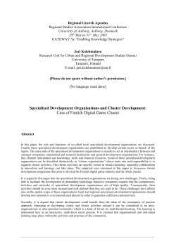 Specialised development organisations and cluster development