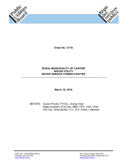 Order No. 37/16 RURAL MUNICIPALITY OF CARTIER WATER
