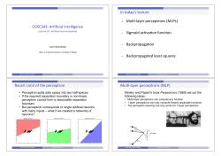 COSC343:`Ar*ficial`Intelligence` Mul*Blayer`perceptrons`(MLPs