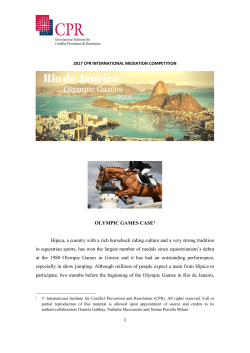 OLYMPIC GAMES CASE1 Hipica, a country with a
